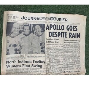 Apollo 12 Front Page 1969 Journal & Courier Vintage Space Newspaper